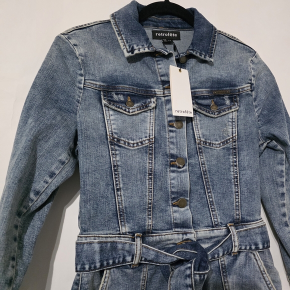 Retrofete Kerry Romper Blue Denim Jumpsuit Romper - S - NWT - Picture 4 of 9